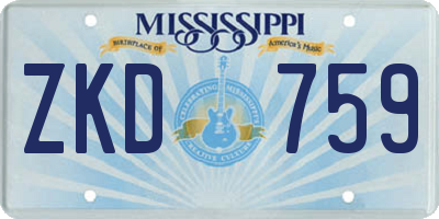 MS license plate ZKD759