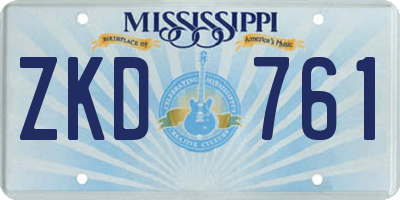 MS license plate ZKD761