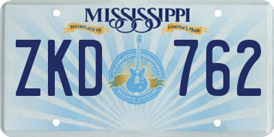MS license plate ZKD762