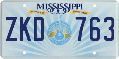 MS license plate ZKD763