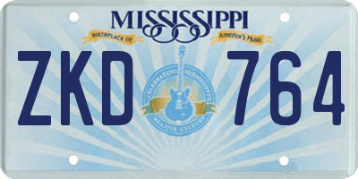 MS license plate ZKD764