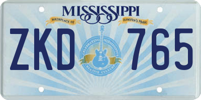 MS license plate ZKD765