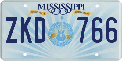 MS license plate ZKD766