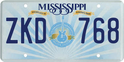 MS license plate ZKD768