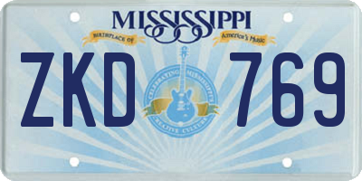 MS license plate ZKD769