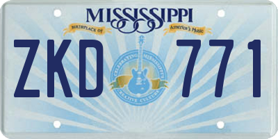MS license plate ZKD771