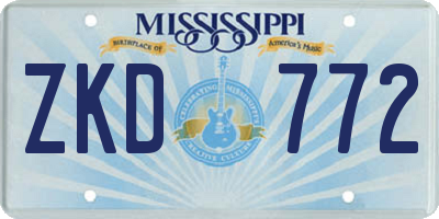MS license plate ZKD772