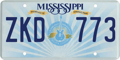 MS license plate ZKD773