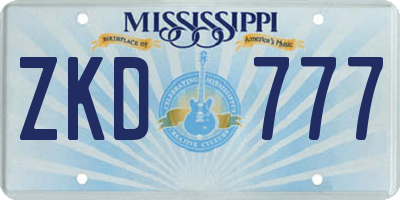 MS license plate ZKD777