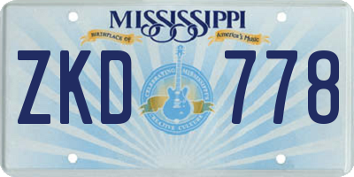 MS license plate ZKD778