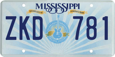 MS license plate ZKD781