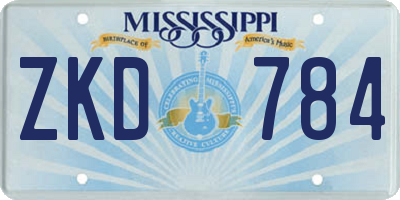 MS license plate ZKD784