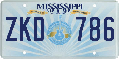 MS license plate ZKD786
