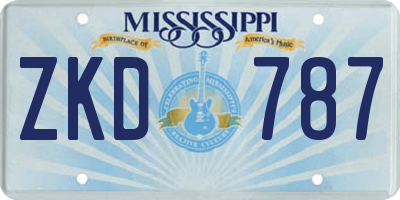 MS license plate ZKD787