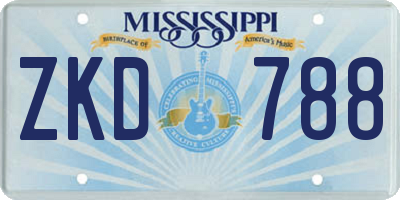 MS license plate ZKD788