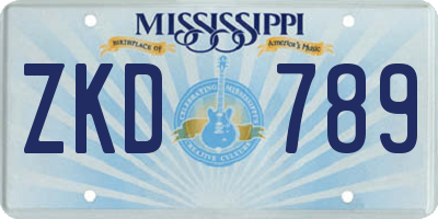 MS license plate ZKD789