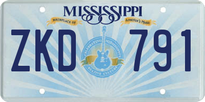 MS license plate ZKD791