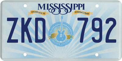 MS license plate ZKD792
