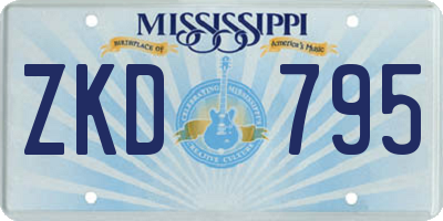 MS license plate ZKD795
