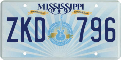 MS license plate ZKD796