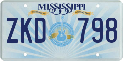 MS license plate ZKD798