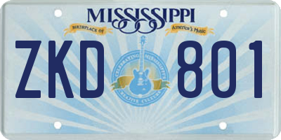 MS license plate ZKD801