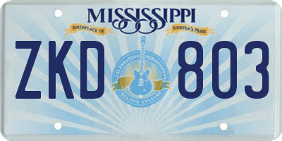 MS license plate ZKD803