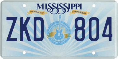 MS license plate ZKD804