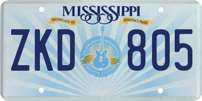 MS license plate ZKD805