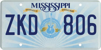 MS license plate ZKD806