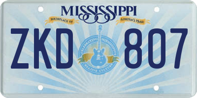 MS license plate ZKD807