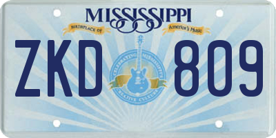MS license plate ZKD809