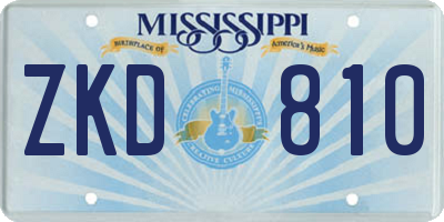 MS license plate ZKD810