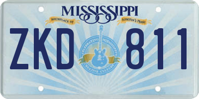 MS license plate ZKD811