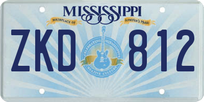 MS license plate ZKD812