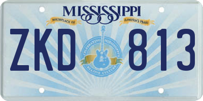 MS license plate ZKD813