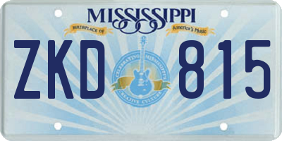 MS license plate ZKD815