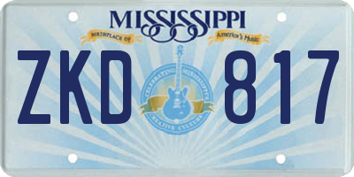 MS license plate ZKD817