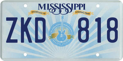 MS license plate ZKD818