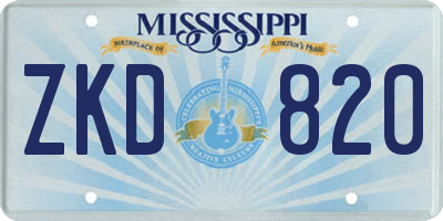 MS license plate ZKD820