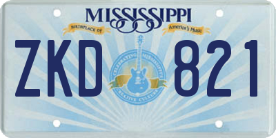 MS license plate ZKD821