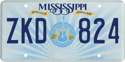 MS license plate ZKD824