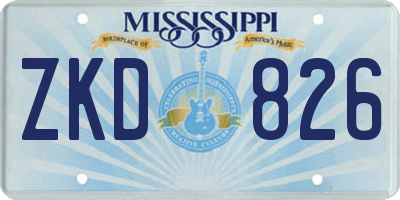 MS license plate ZKD826