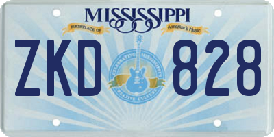 MS license plate ZKD828