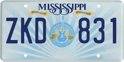 MS license plate ZKD831