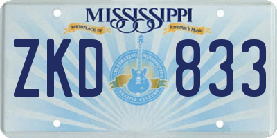 MS license plate ZKD833