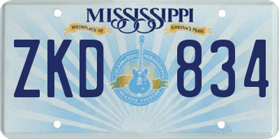 MS license plate ZKD834