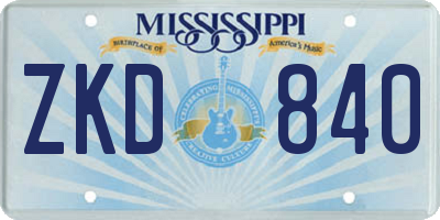 MS license plate ZKD840