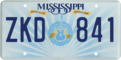 MS license plate ZKD841