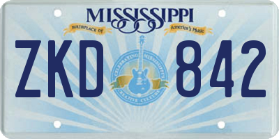 MS license plate ZKD842
